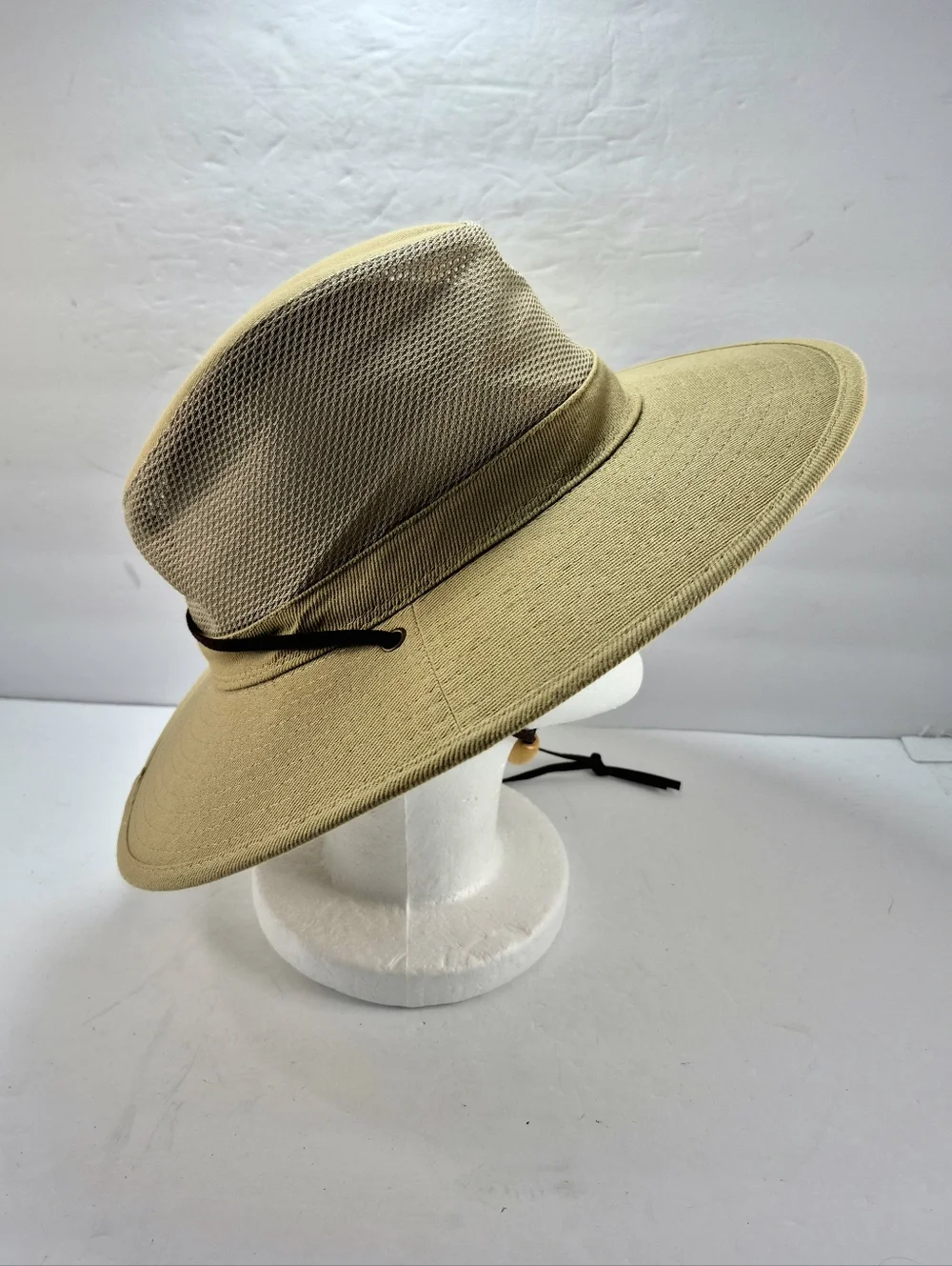 NWOT Dorfman Hat Co. Khaki Mesh Crown Safari Sun Hat Unisex Packable Travel